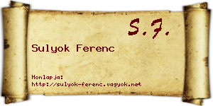 Sulyok Ferenc névjegykártya