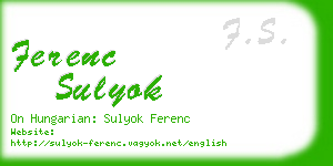 ferenc sulyok business card